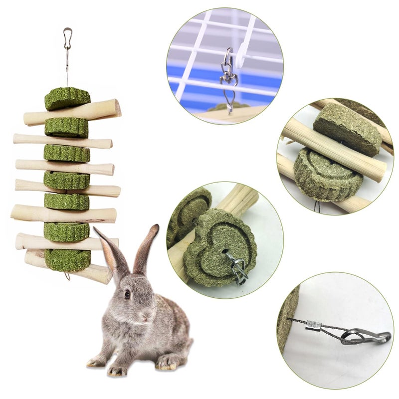 kathson Bunny Chew Toys for Teeth, Pet Snacks Molar Sweet Bamboo with Grass Cake Guinea Pig Toys for Hamster Chinchilla Rabbit Rats (2 Packed) - Image 5
